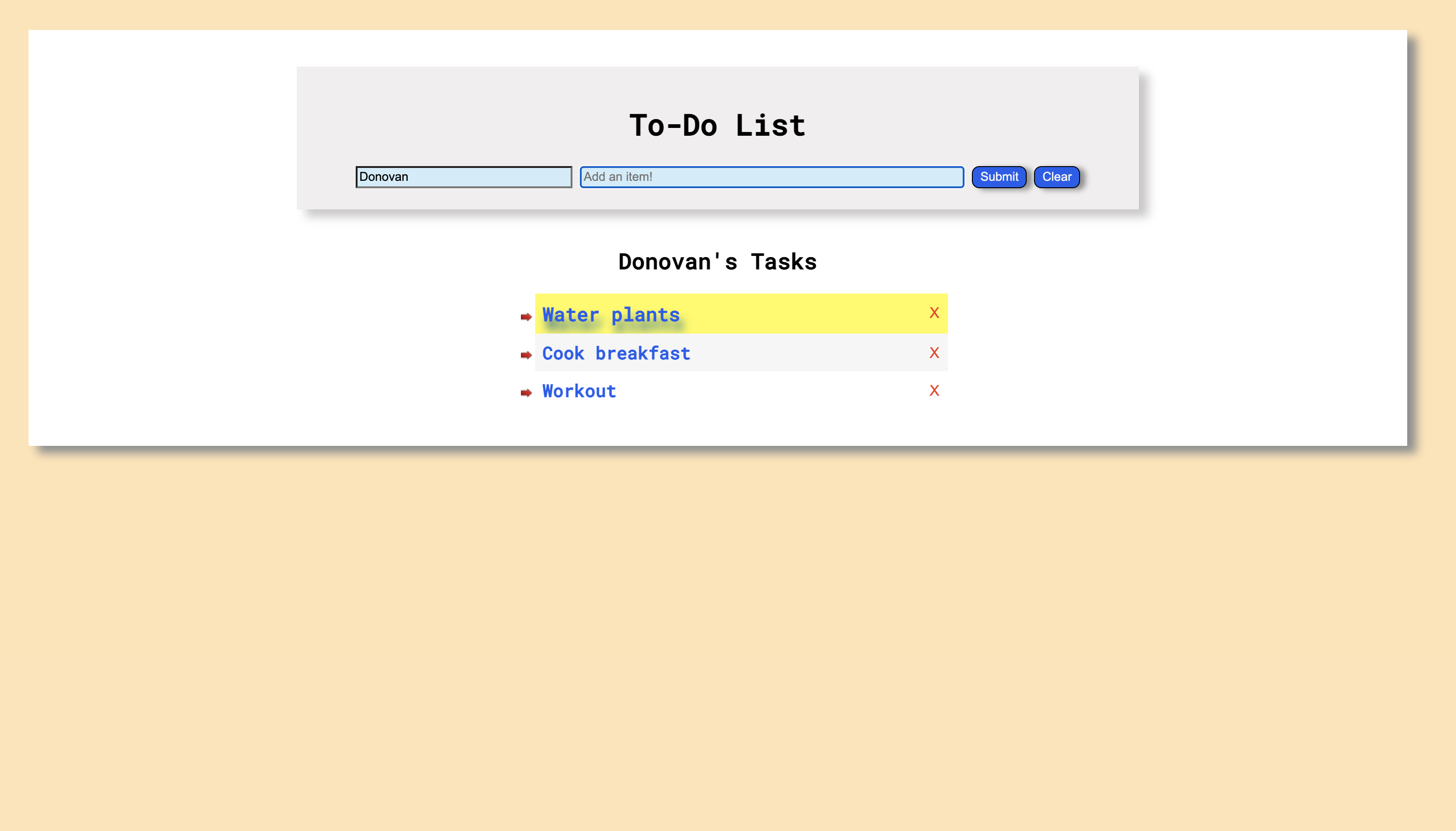 to-do list app screenshot